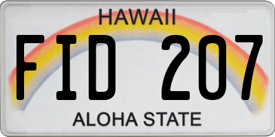 HI license plate FID207