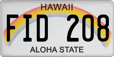 HI license plate FID208