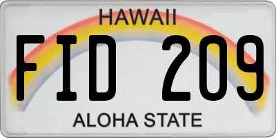 HI license plate FID209