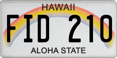 HI license plate FID210