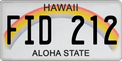 HI license plate FID212
