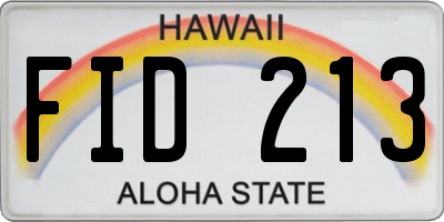 HI license plate FID213