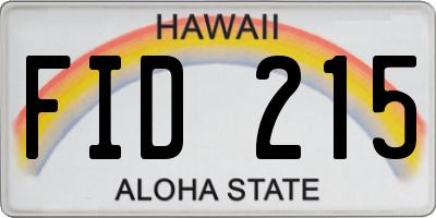 HI license plate FID215