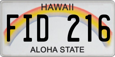 HI license plate FID216