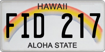 HI license plate FID217