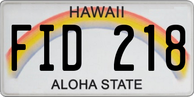 HI license plate FID218