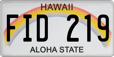 HI license plate FID219