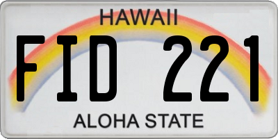 HI license plate FID221