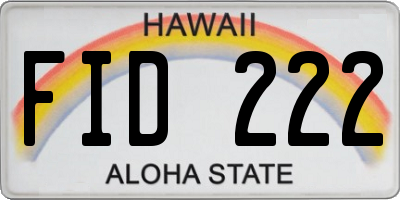 HI license plate FID222