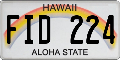 HI license plate FID224