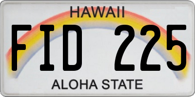HI license plate FID225