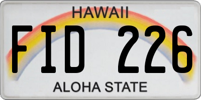 HI license plate FID226