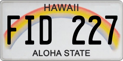 HI license plate FID227