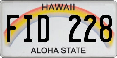 HI license plate FID228
