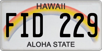 HI license plate FID229