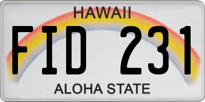 HI license plate FID231