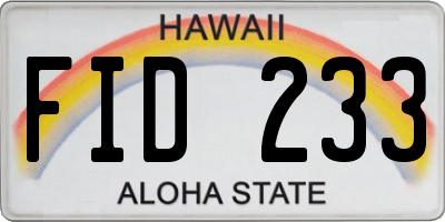 HI license plate FID233