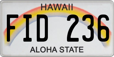 HI license plate FID236