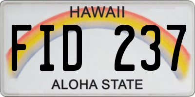 HI license plate FID237