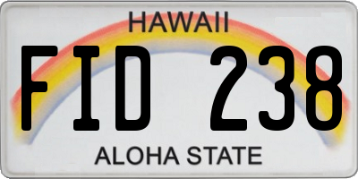 HI license plate FID238