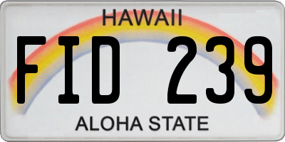 HI license plate FID239