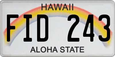 HI license plate FID243