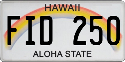HI license plate FID250