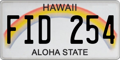 HI license plate FID254