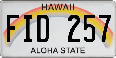 HI license plate FID257