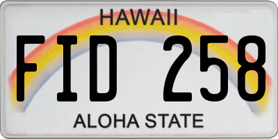 HI license plate FID258
