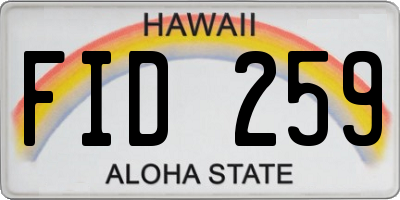 HI license plate FID259