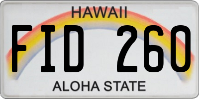 HI license plate FID260