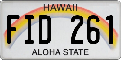 HI license plate FID261
