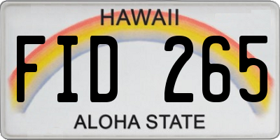 HI license plate FID265