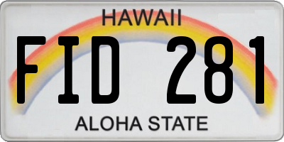 HI license plate FID281