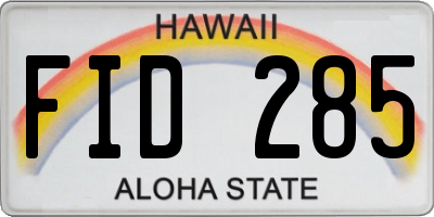 HI license plate FID285