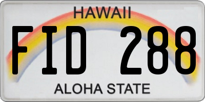 HI license plate FID288