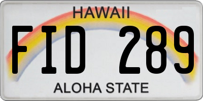 HI license plate FID289