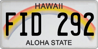 HI license plate FID292