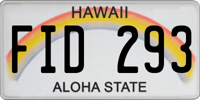 HI license plate FID293