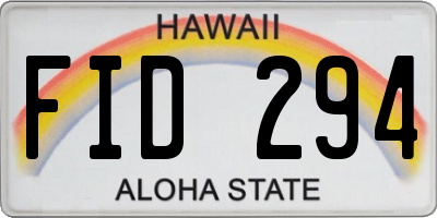 HI license plate FID294