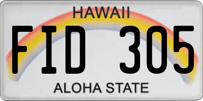 HI license plate FID305