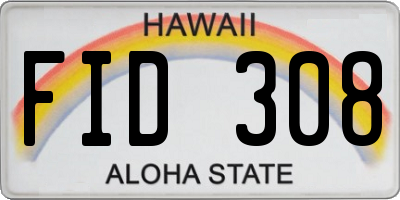 HI license plate FID308