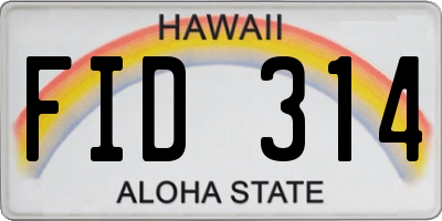 HI license plate FID314