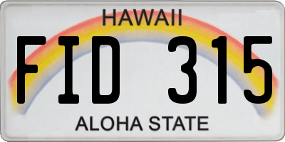 HI license plate FID315