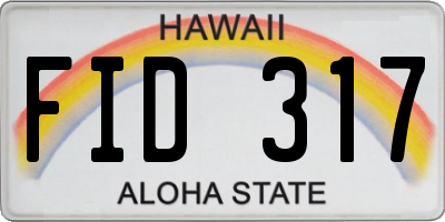 HI license plate FID317