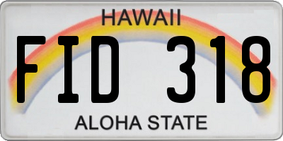 HI license plate FID318