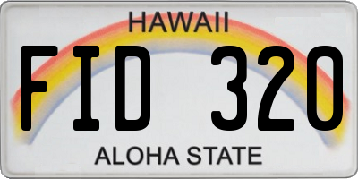 HI license plate FID320