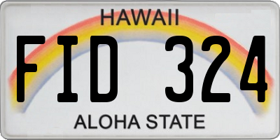 HI license plate FID324