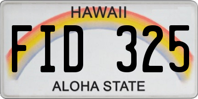 HI license plate FID325